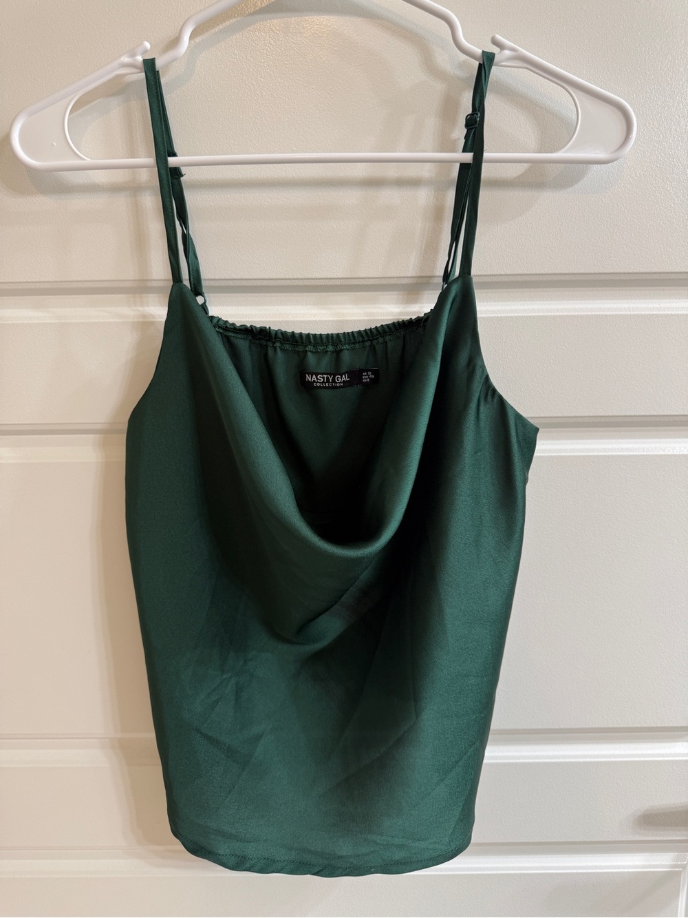 Nasty Gal Dark Green Satin Cowl Neck Cami